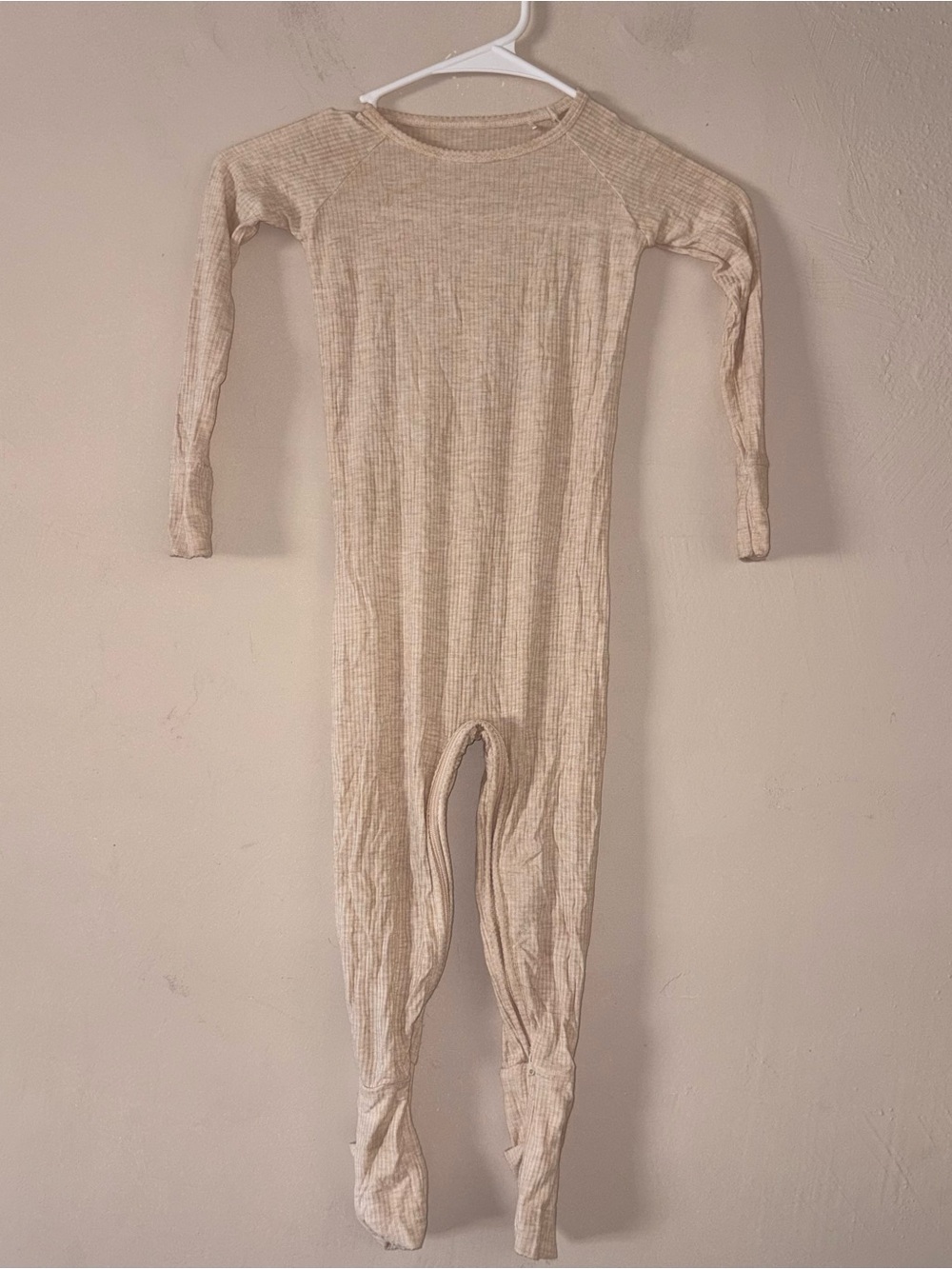 Little Sleepies Oatmeal Ribbed Bamboo Zippie Convertible Pajamas 3T